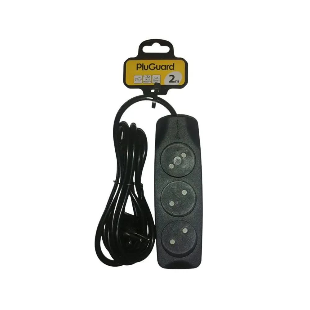 iLock Pluguard Power Strip 3 Outlets Sockets 2M - Black