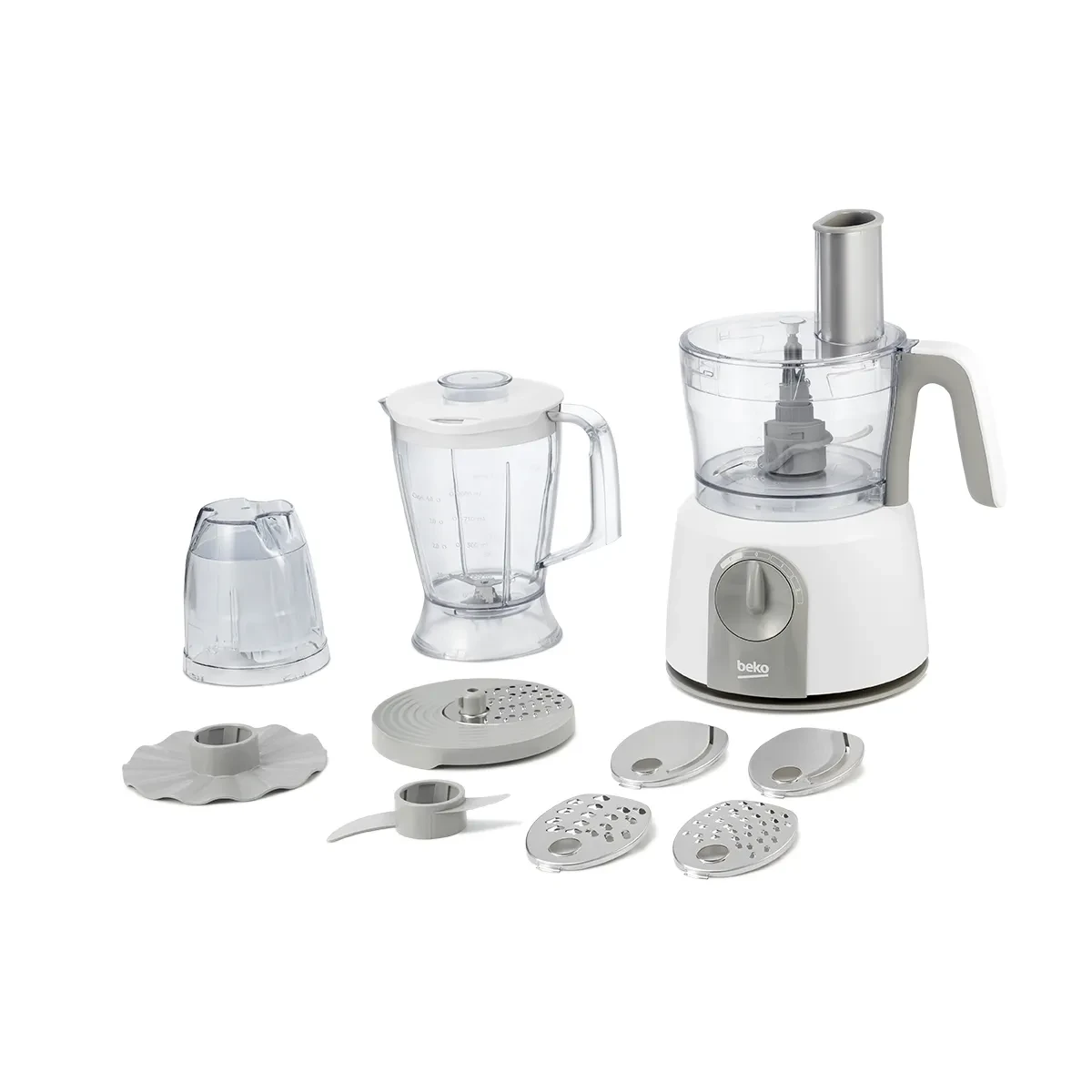 Beko Kitchen Machine 1000W, 6 Speed Setting + Pulse , Jug Type: Plastic, Blender Jug, Grinder attachment, 2 knife system with ice crush function, Stainless steel blade., Chopping bowel capacity 1.2 L,