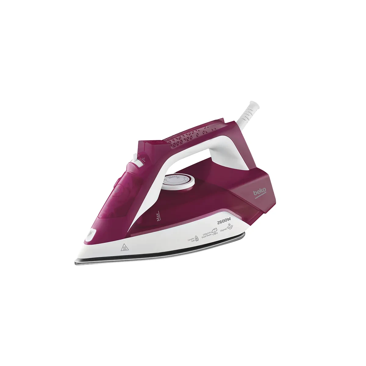 Beko SIM 3126 R Steam Iron, 2600 W, Ceramic Coated Soleplate with Steam Pools, Auto Shut-Off - Purple