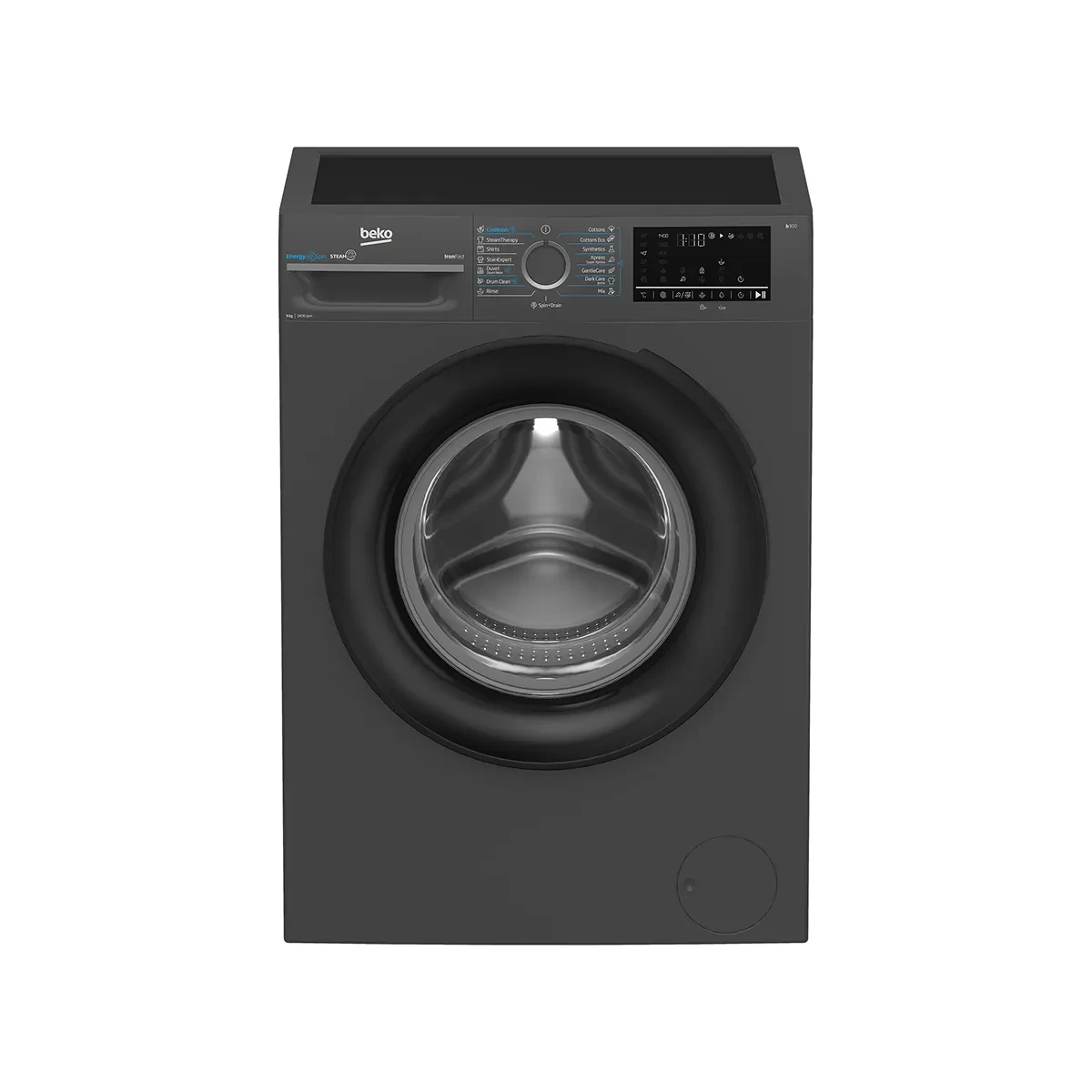 Beko washing Machine 9 KG 1400 RPM -Digital screen- gray Anthracite - Add Garment – Cloud Wash -(Xpress) Inv.-Steem - Energy Spin