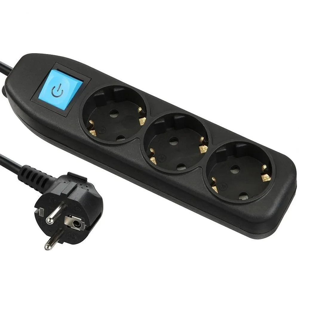 iLOCK Pluguard Power Strip 3 outlets with Switch - 3500W - Black