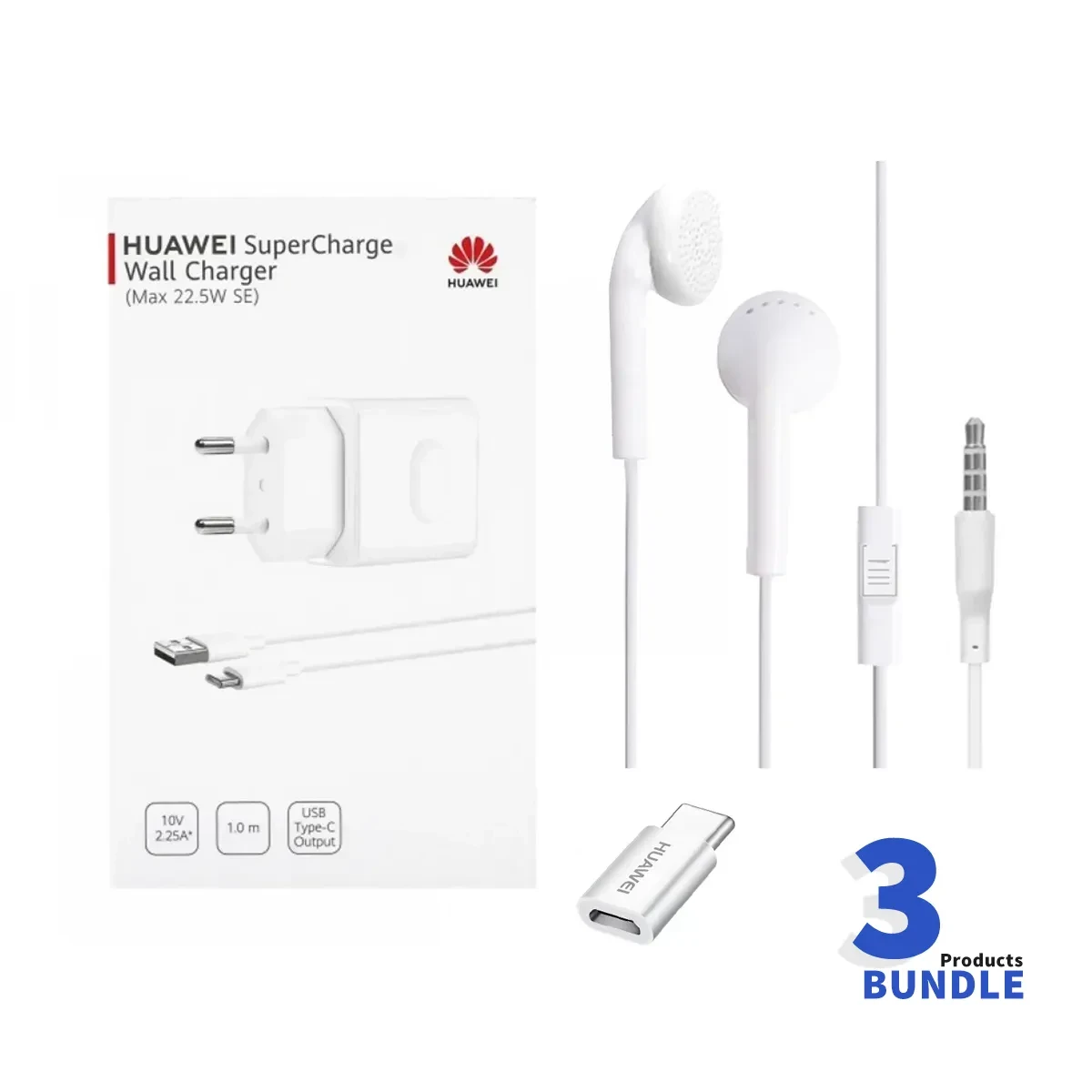 Huawei-Earphone & Huawei Super Charge & Huawei USB Type-C Adapte