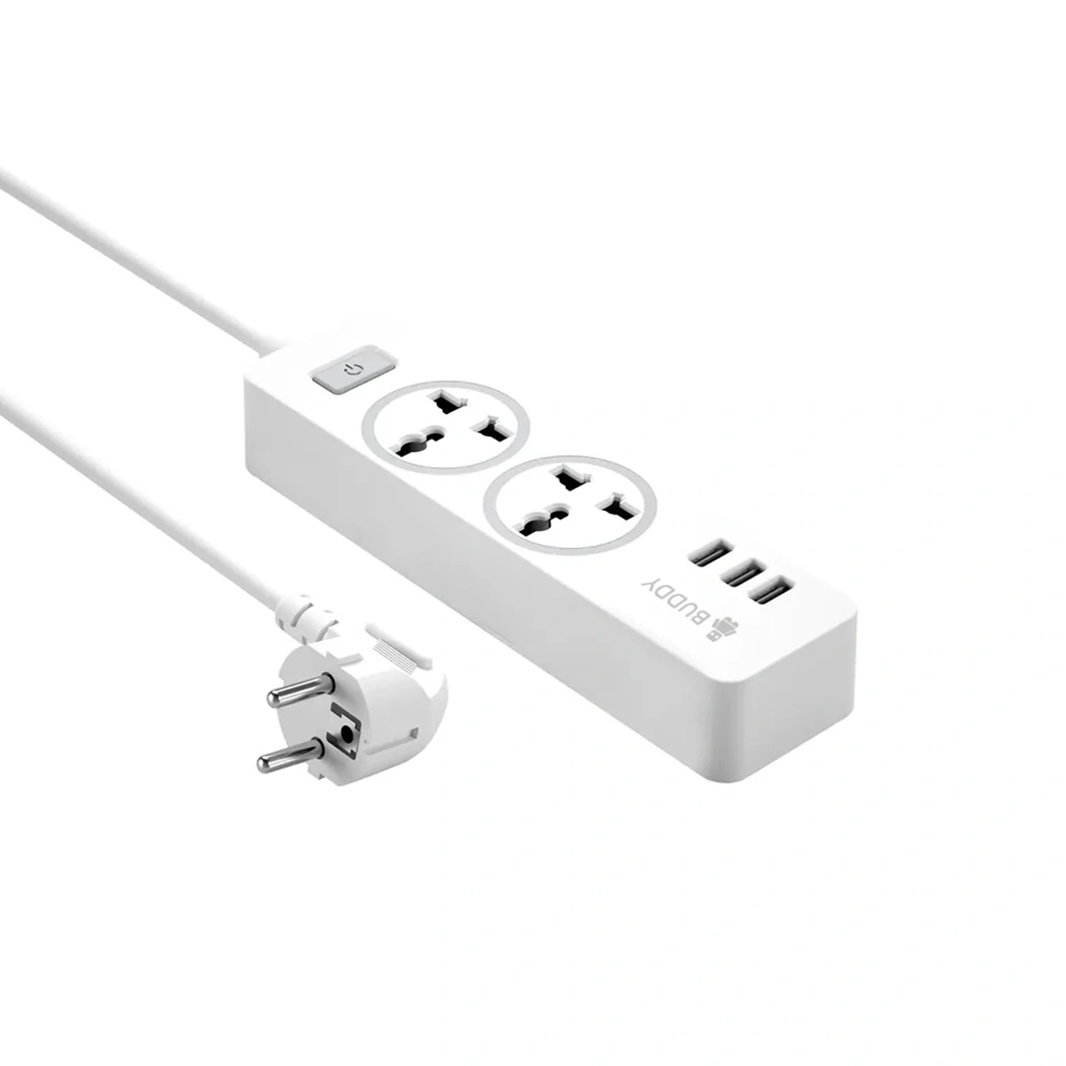 BUDDY E10, 10A Extension cord socket 1.8M-White