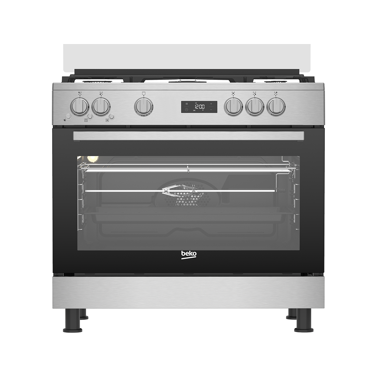 Beko - Gas Cooker  - 90 cm - 5 Burners Full Safety cooling fan + cooking fan + Digital + cast pan support