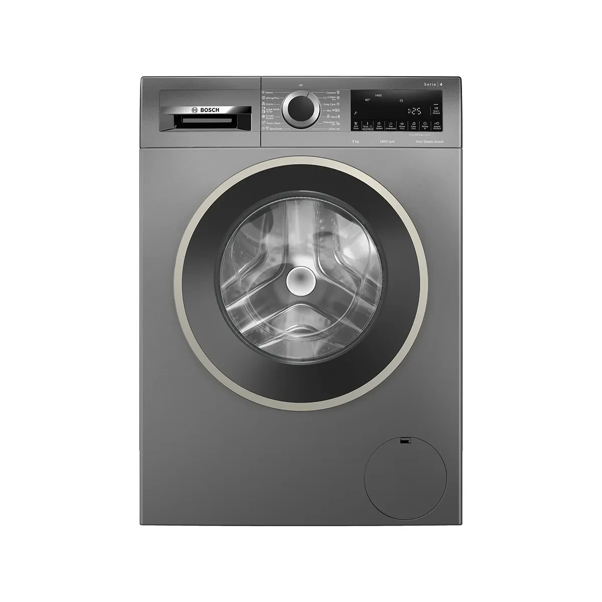 Bosch Series 4 washing machine, frontloader fullsize 9 kg , Cast iron grey