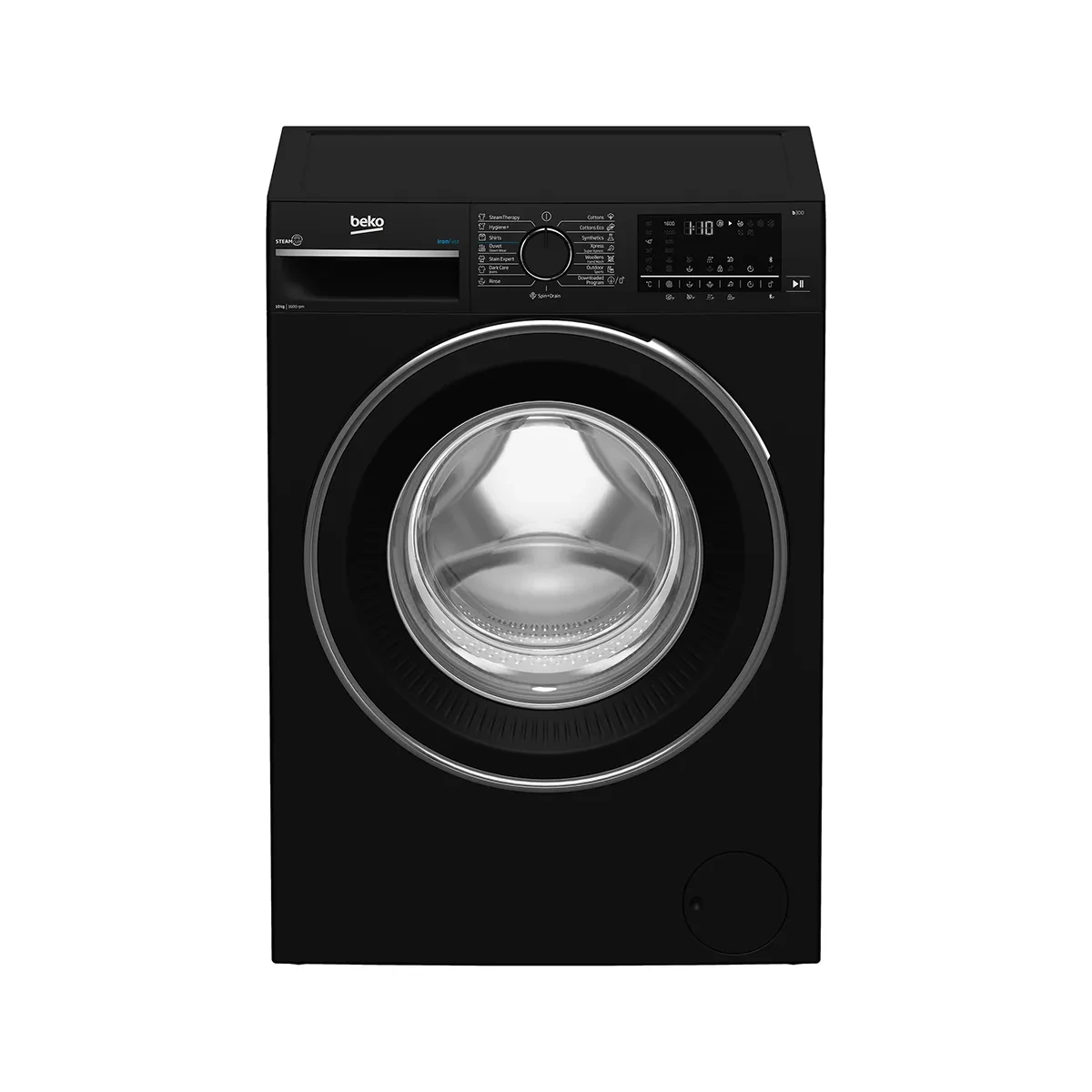 Beko 10 KG 1600 RPM -Digital screen- black-XL Piano black Door Inv.-Steam - Bluetooth