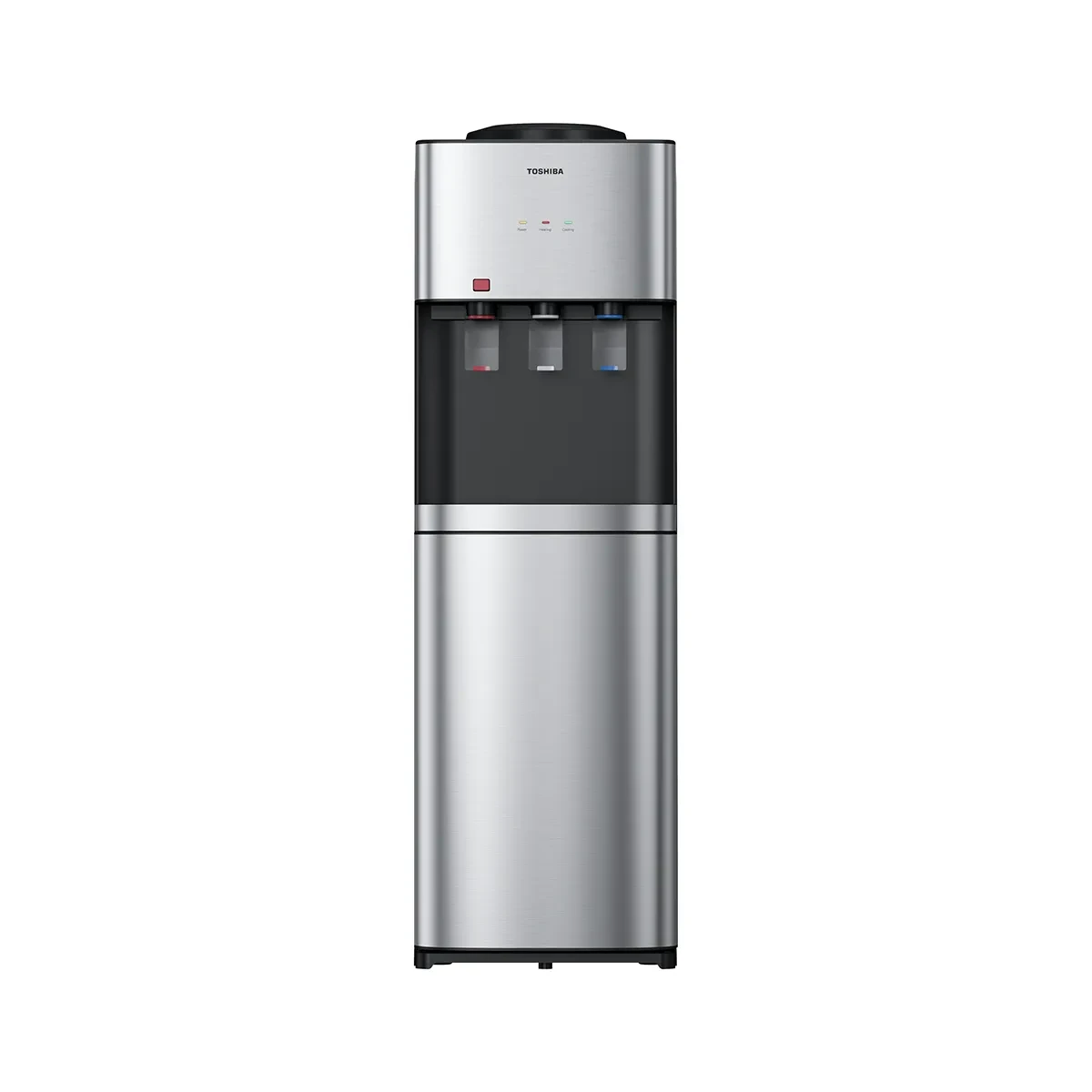 TOSHIBA Water Dispencer Stainless Steel Panel, Three Temperature Options, 3 Paddle Push Design, SafeGuarde, 20 L Cabinet