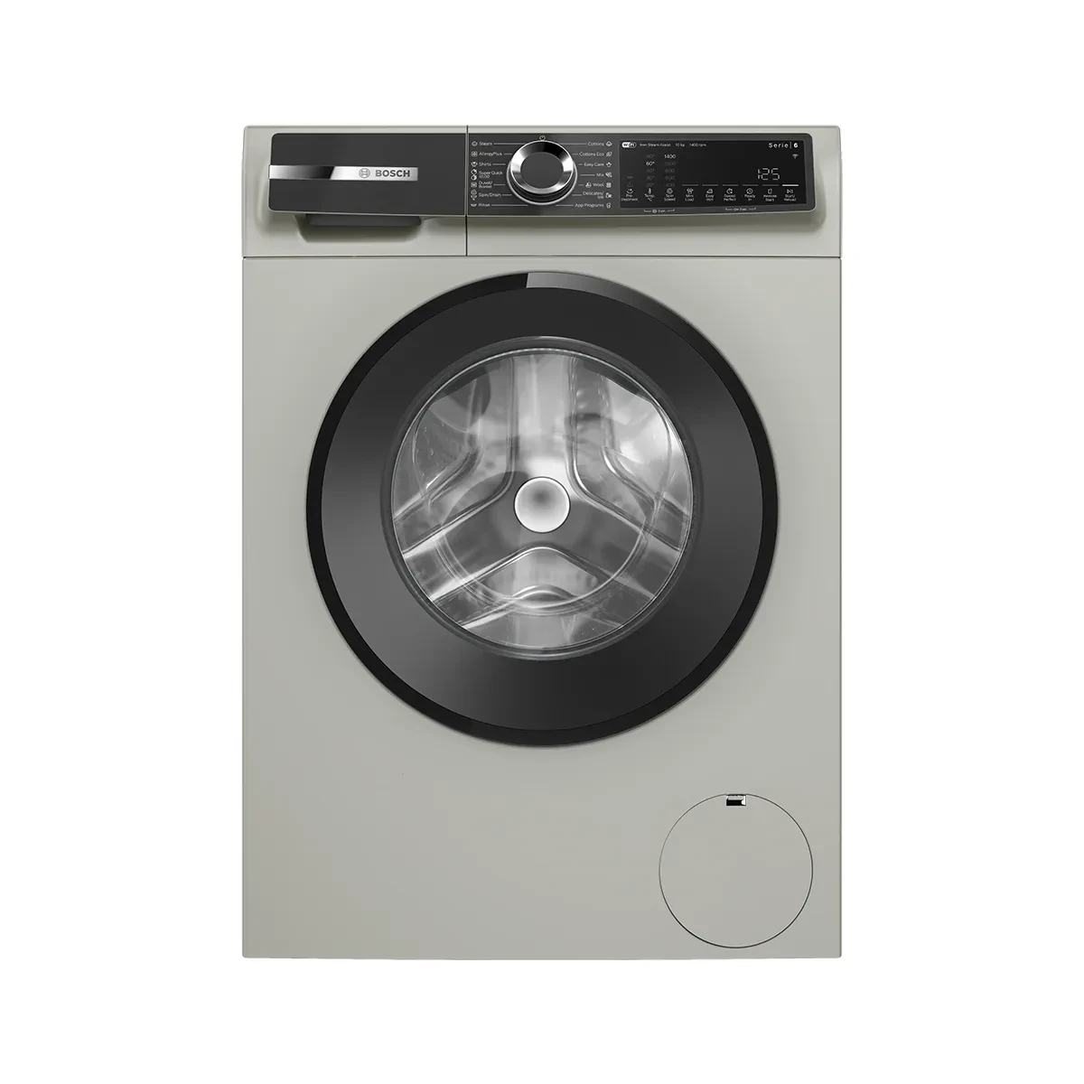 Bosch Series 6 washing machine, frontloader fullsize 10 kg , Silver inox