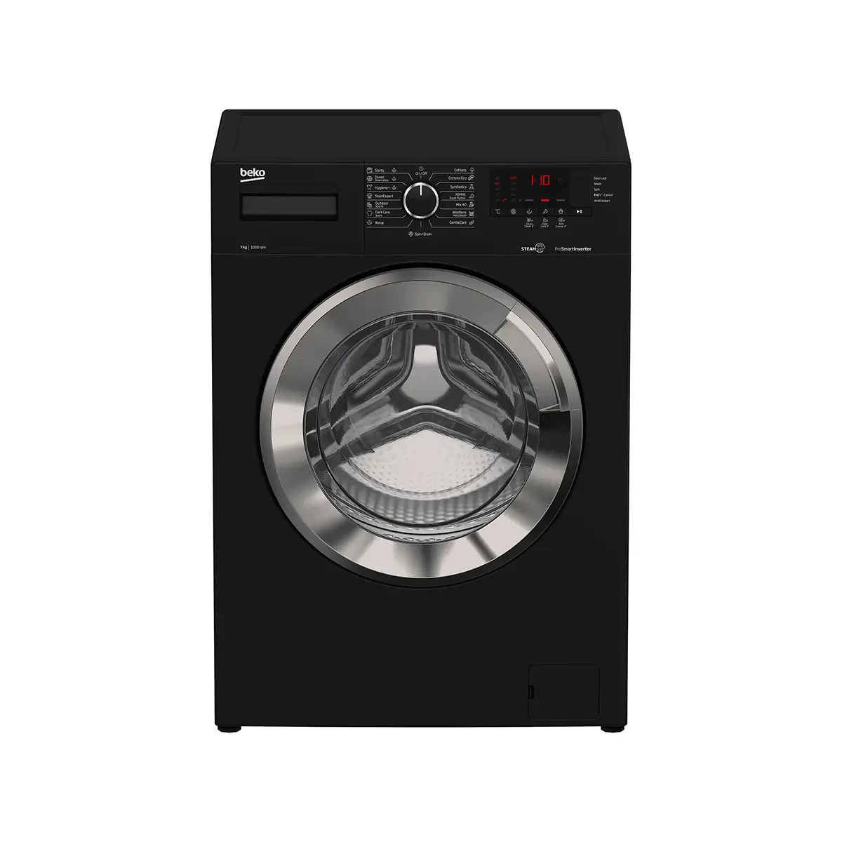 Beko 7 KG 1000 RPM -Digital screen- Black -XL Chrome Door -(Xpress)-  inv. - Steam